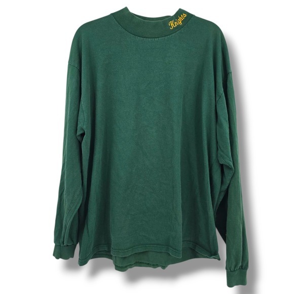 Cotton Deluxe By Anvil Knights Mock Neck Long Sleeve Green Sweatshirt‎ XL - Picture 1 of 8